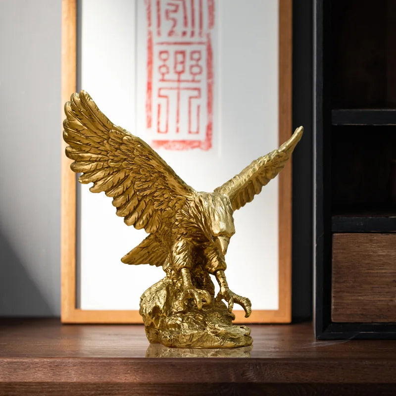 Statue Aigle Doré en Résine – Figurine Décorative Prestige Bureau et Salon