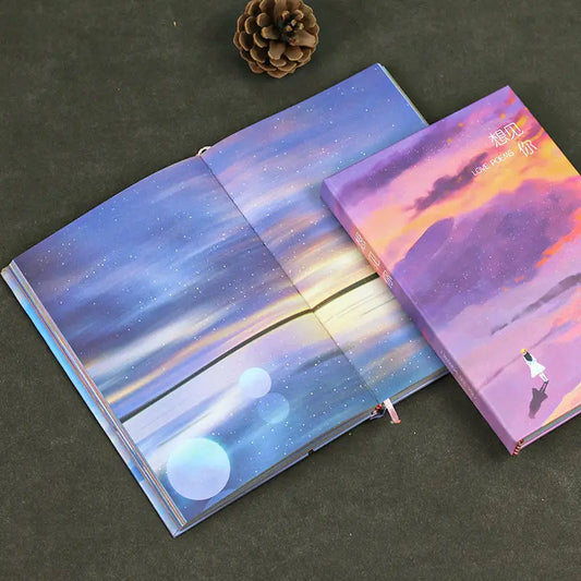 Cahier Journal Couverture Rigide Holographique – 112 Feuilles – Pages Colorées – Format B6 – 6 Modèles
