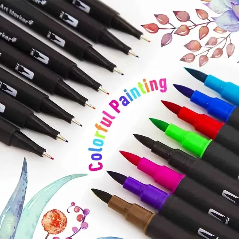 Marqueurs Aquarelle Double Pointe – Set 24 Couleurs, Idéal Dessin & Loisirs Créatifs