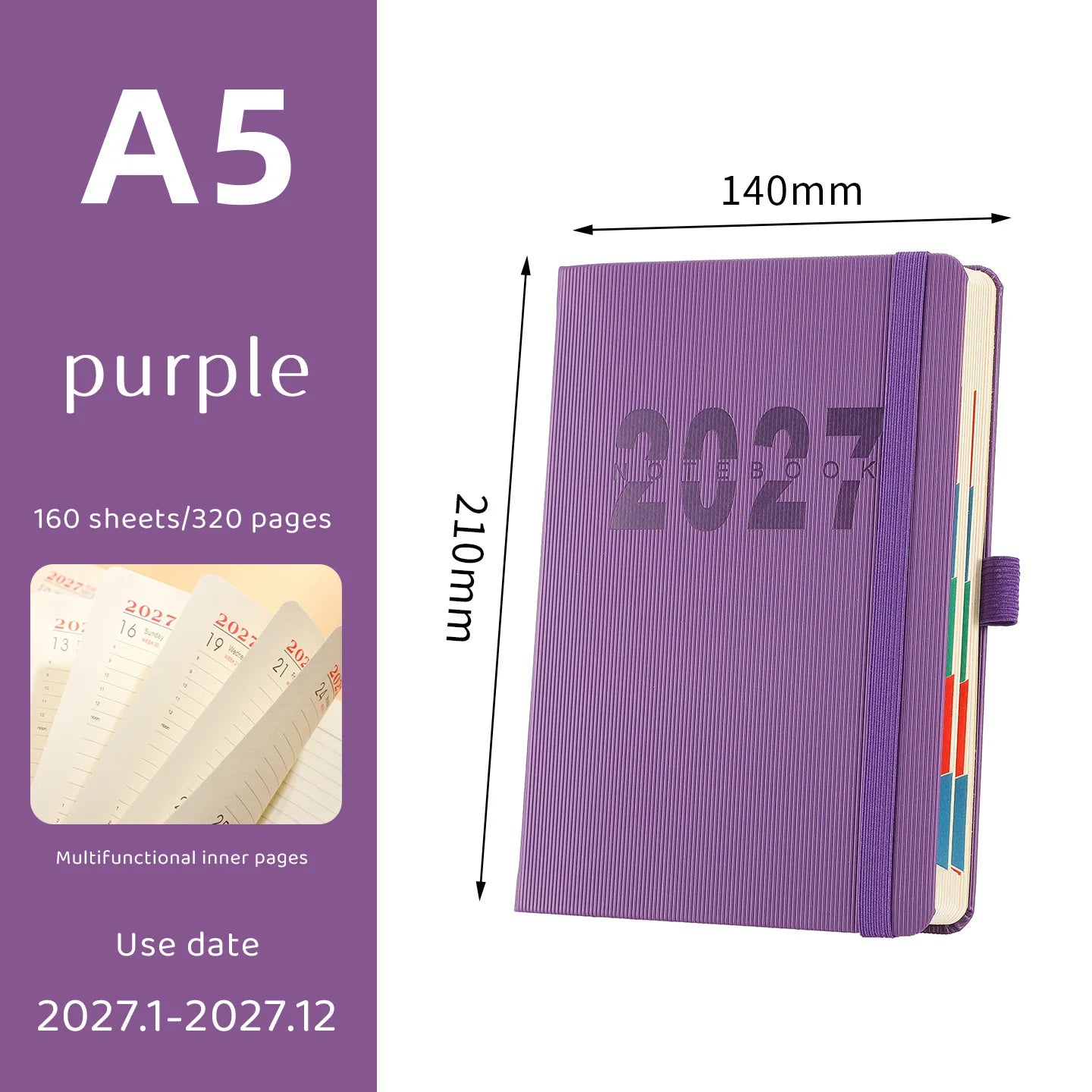 Journal d’Autodiscipline 365 Jours – Agenda Gestion du Temps – 2026 ou 2027 – 5 Coloris
