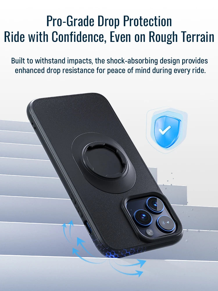 Coque Antichoc iPhone + Support Moto, Vélo & Voiture – Compatible iPhone 7 à 17 Pro Max, Fixation Verrouillable