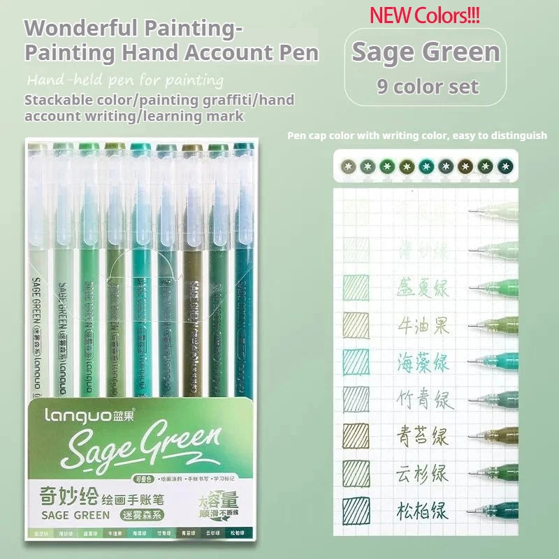 Stylos Gel Languo – Grande Capacité, 0,6 mm, Lot de 6 ou 9, Kawaii Art & Doodle, Papeterie Étudiant