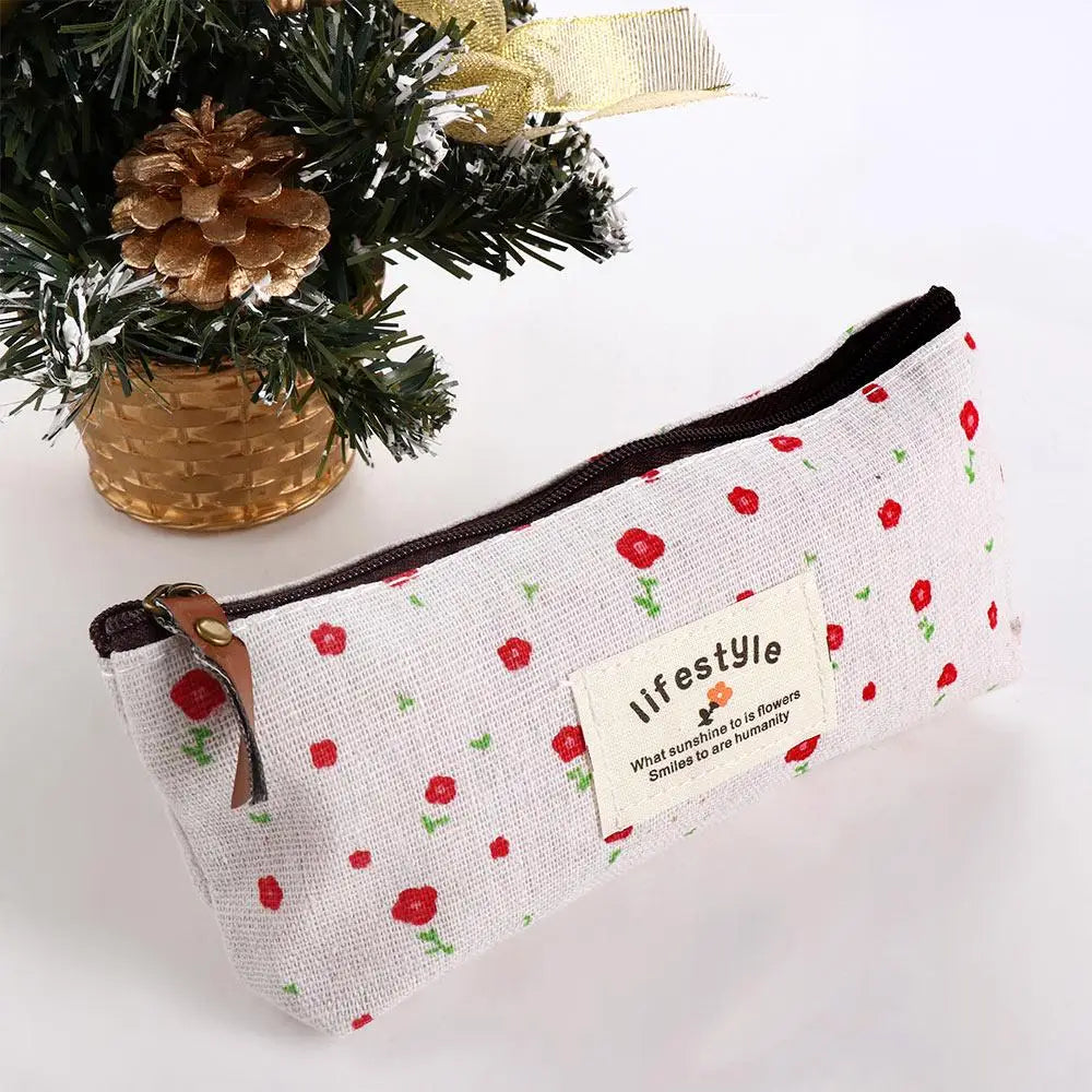 Trousse en Canvas – Pochette Zippée École & Maquillage, 4 Coloris