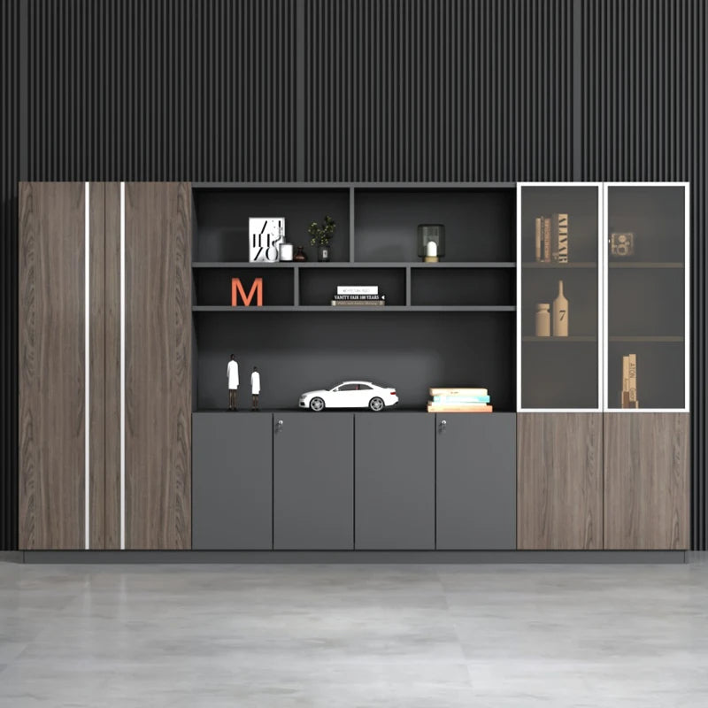 Bibliothèque de Bureau Modulable avec LED et Tiroirs – 7 Tailles, 0,8 m à 3,2 m