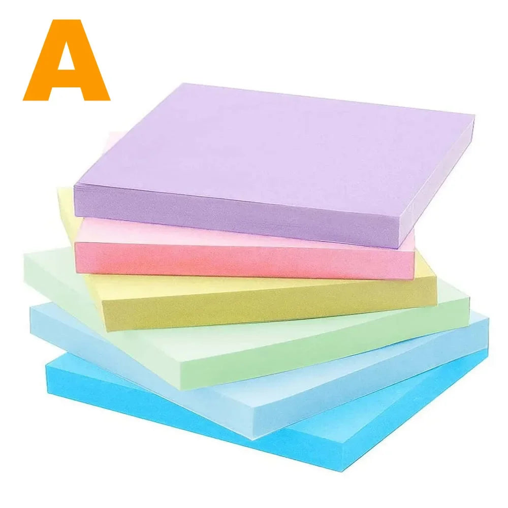 Bloc-Notes Autocollant – 6 Couleurs, 300 Feuilles, Bureau & École, 3 Designs