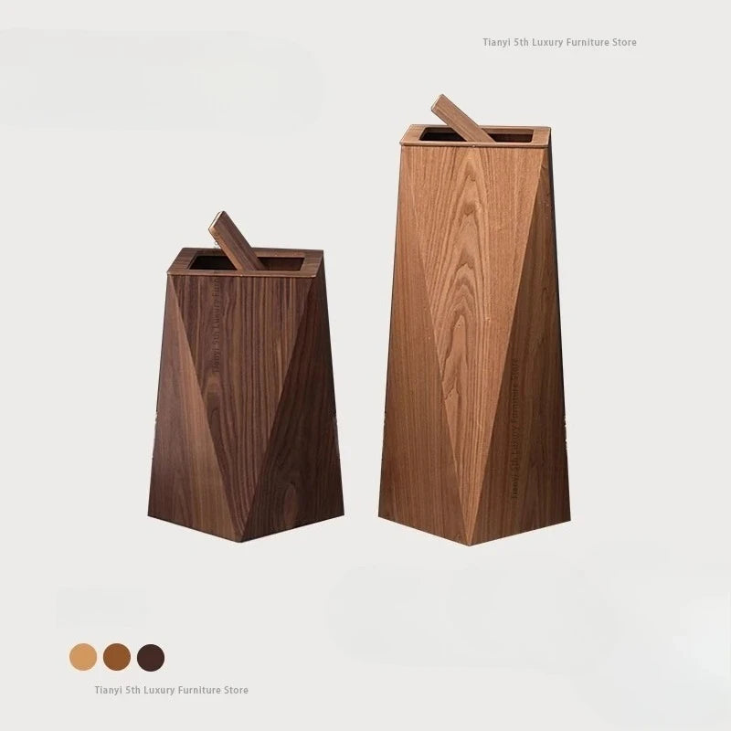 Poubelle Design en Bois Style Nordique – Forme Diamant, Salon & Bureau