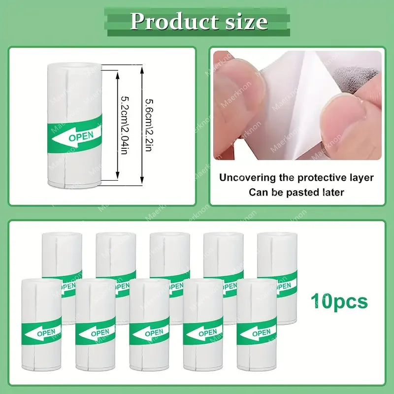 Rouleaux Papier Mini Imprimante Thermique – Lot de 10, 57mm, Autocollant ou Blanc