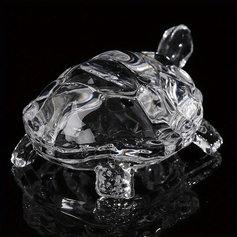 Tortue Porte-Bonheur Effet Cristal – Statuette Décorative Bureau et Maison