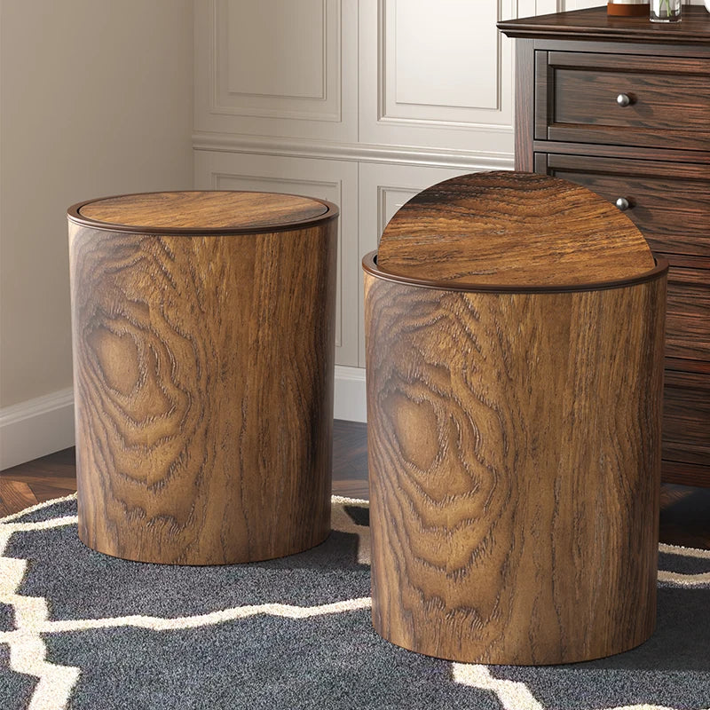 Poubelle Rétro Imitation Bois – Style Vintage Chic, Salon & Bureau