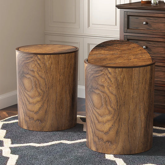 Poubelle Rétro Imitation Bois – Style Vintage Chic, Salon & Bureau