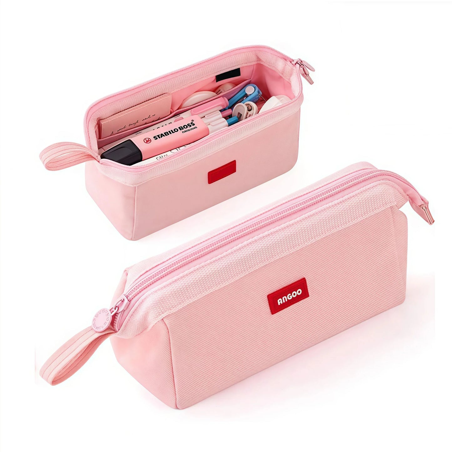 Trousse à Crayons Grande Capacité avec Porte-Étiquette – Style Minimaliste, 7 Couleurs