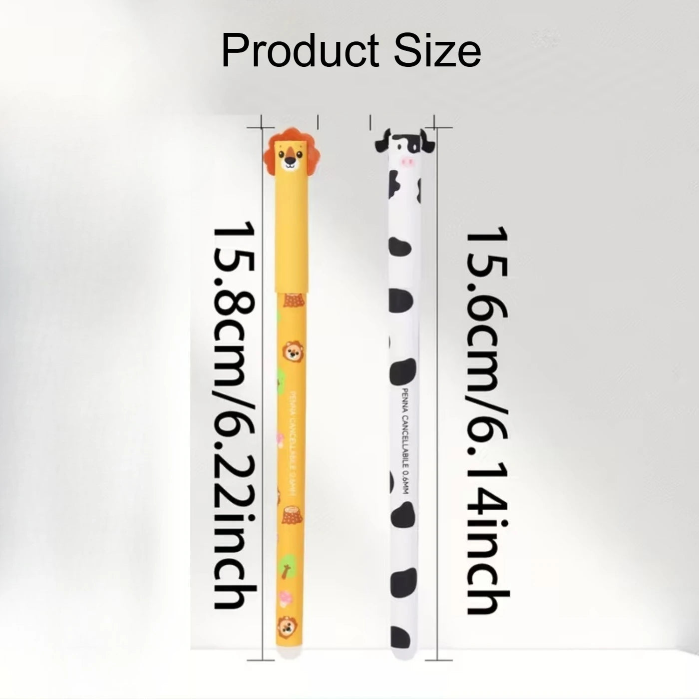 Set de 8 Stylos Gel Effaçables Animaux – Pointe Fine 0,5 mm, Kawaii, Prise de Notes & Écriture