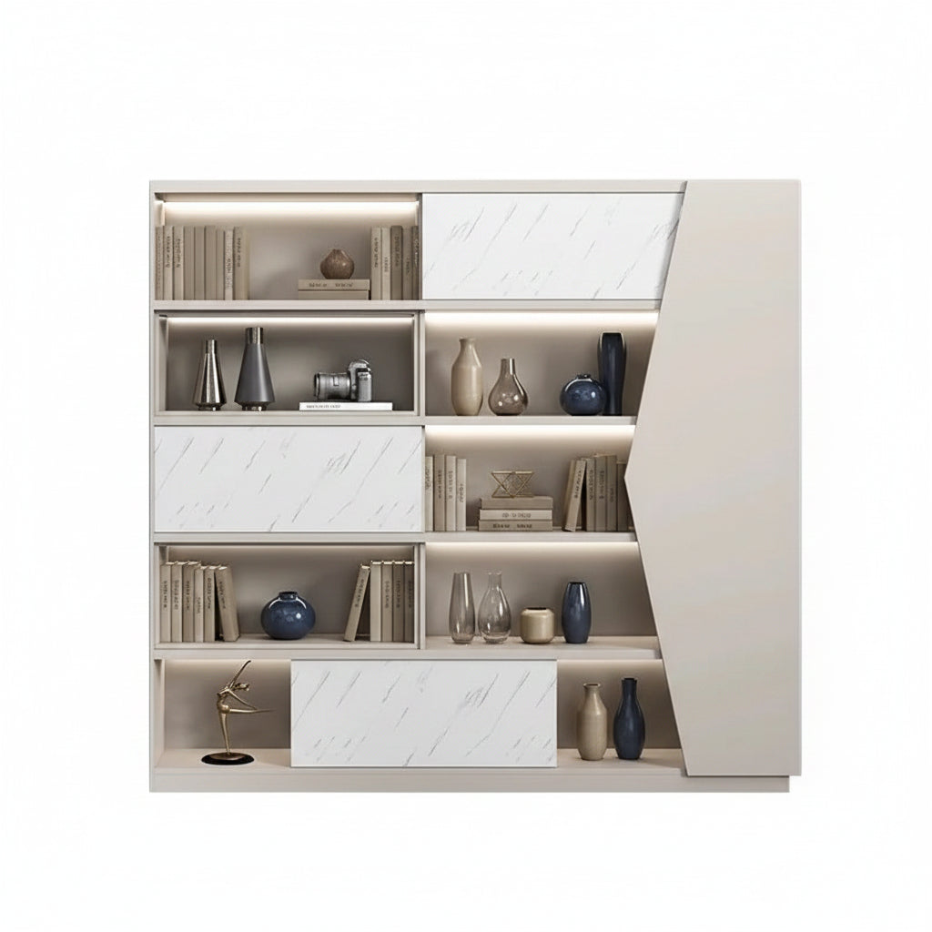 Armoire de Bureau avec Serrure – Bibliothèque Bois Moderne, 5 Niveaux, 15 Modèles