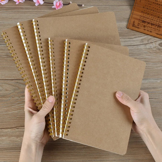 Carnet à Spirale Kraft – A4, A5 ou A6 – Ligné, Pointillés, Grille ou Blanc – Papier 80g