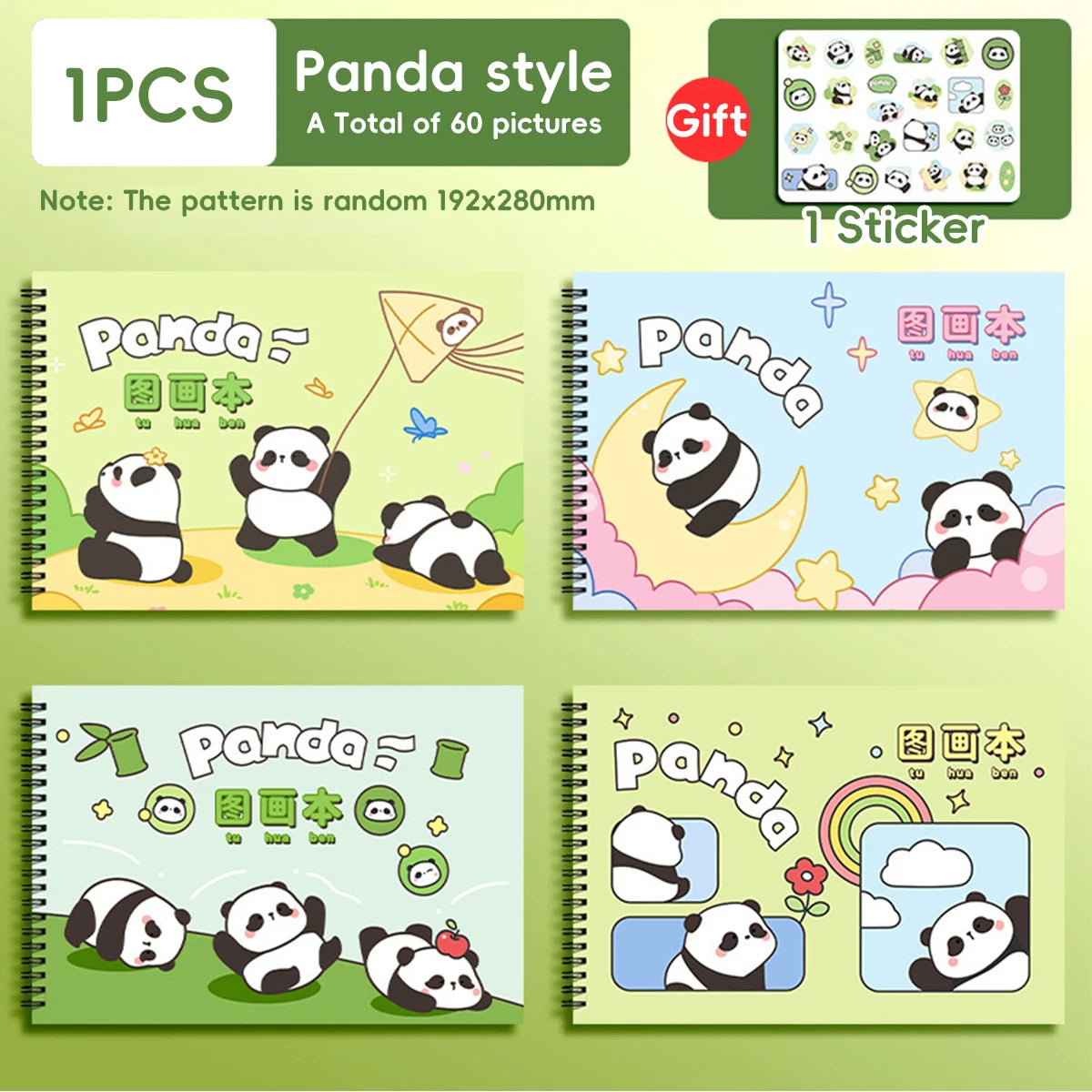 Livre de Dessin Kawaii A4 – Panda & Capybara, Papier Épaissi, 30 ou 50 Feuilles