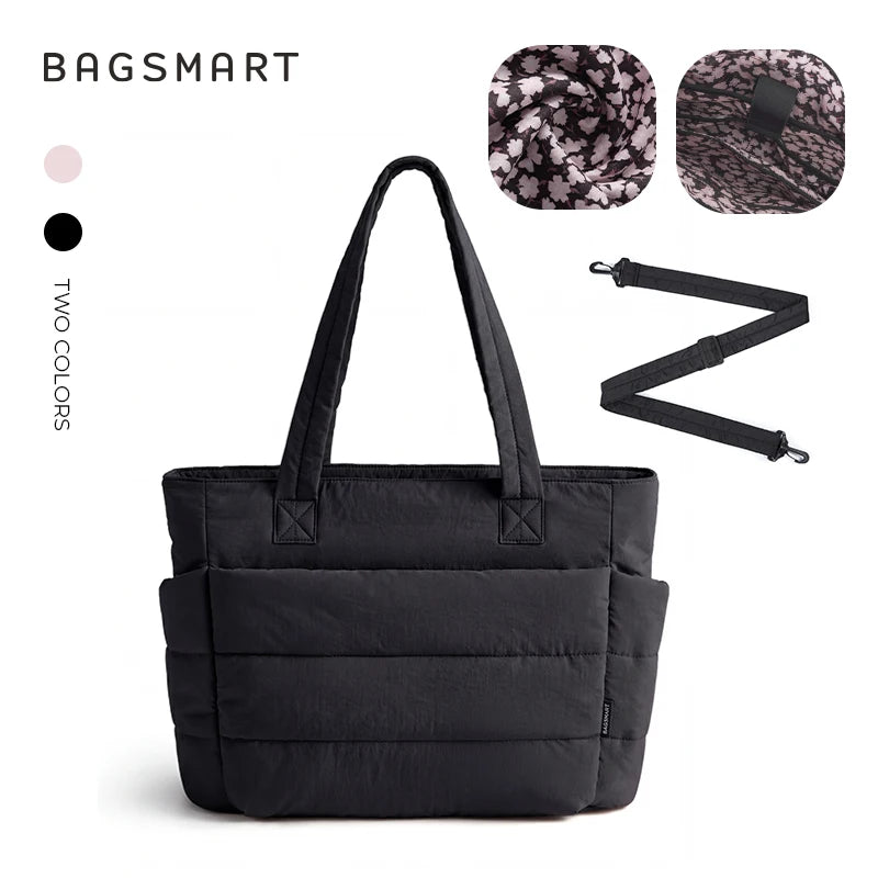 Sac Fourre-Tout BAGSMART Femme – Cabas Matelassé 20L, Travail Voyage École