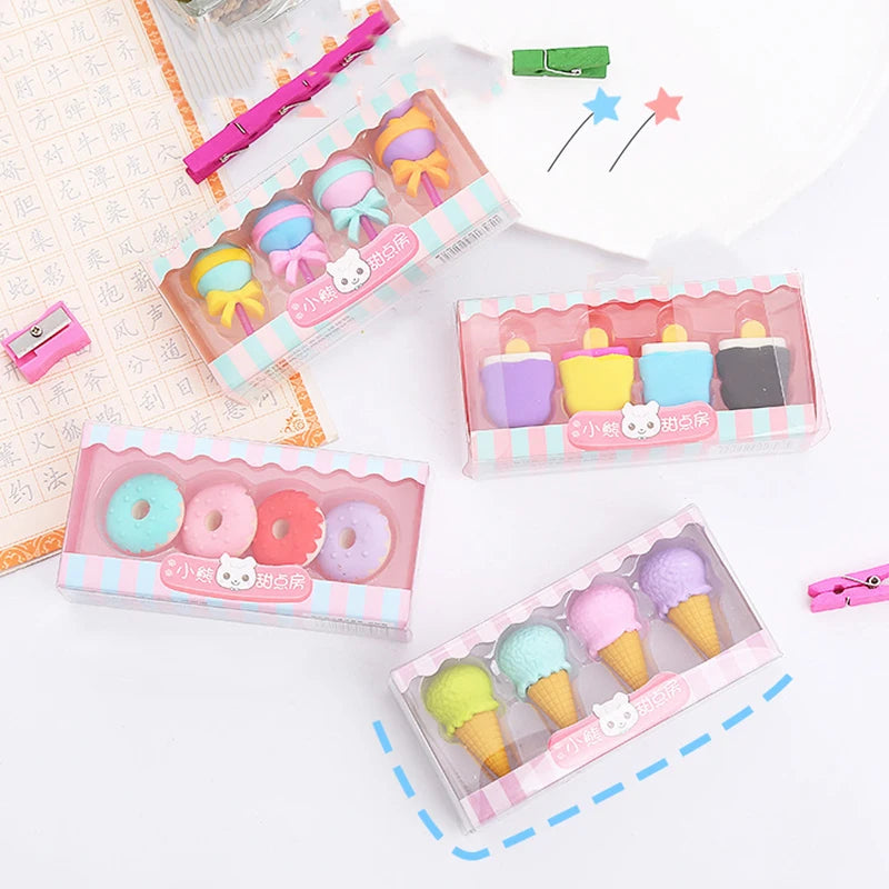 Gommes Kawaii Sucette & Glace – Papeterie Mignonne, Enfants & École, Cadeau Créatif