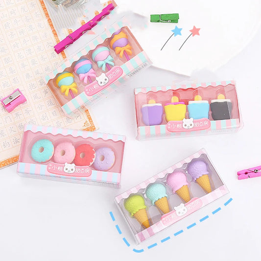 Gommes Kawaii Sucette & Glace – Papeterie Mignonne, Enfants & École, Cadeau Créatif