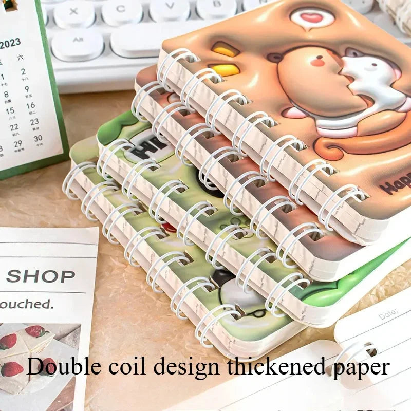 Lot de 4 Carnets Kawaii A7 – Panda & Capybara, Portable, Journal & Planner, Cadeau Papeterie
