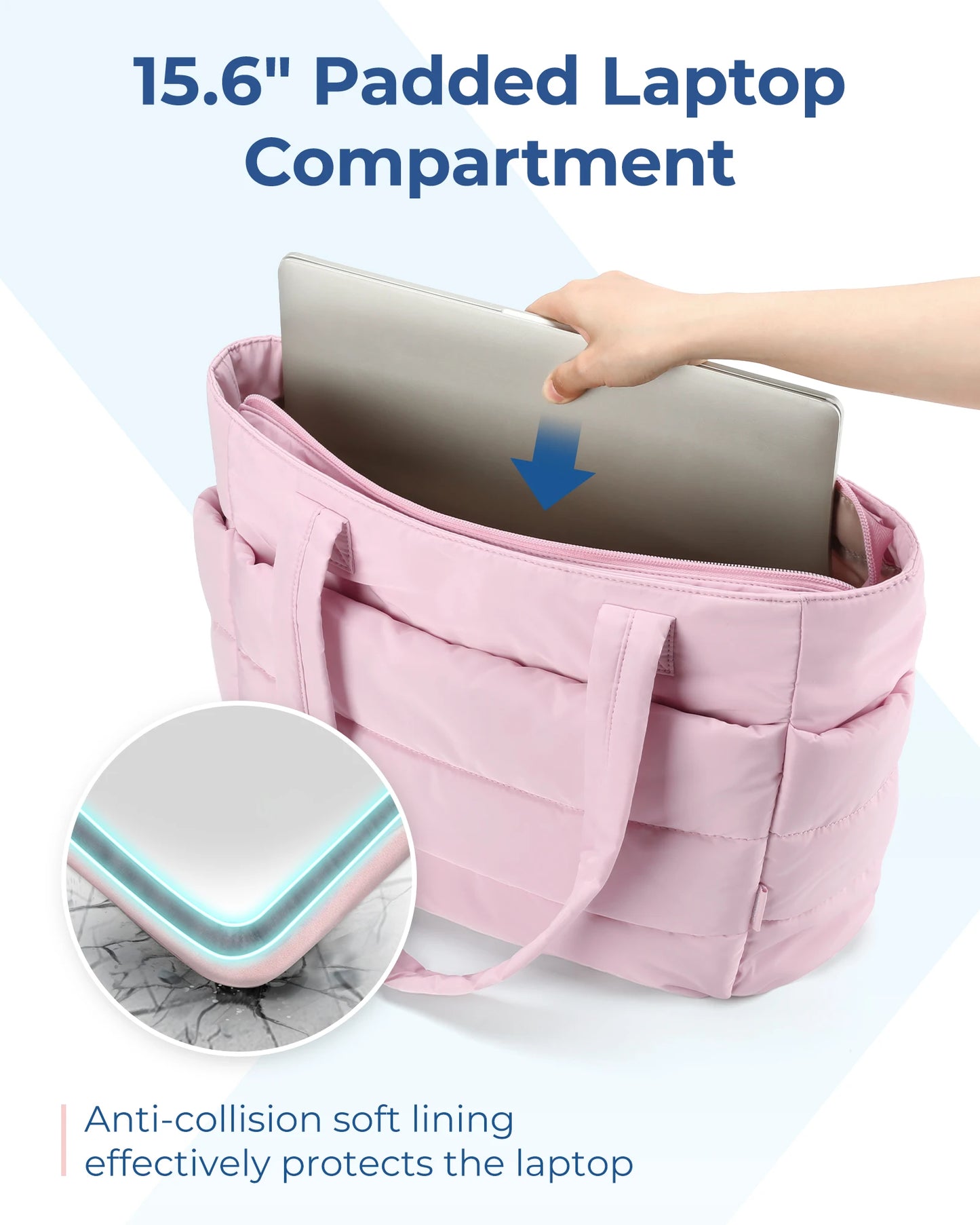 Sac Fourre-Tout BAGSMART Femme – Cabas Matelassé 20L, Travail Voyage École