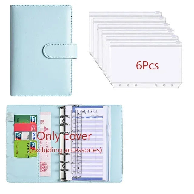 Classeur Budget A6 en Cuir PU – Organiseur Enveloppes – Pochettes & Anneaux – 10 Coloris